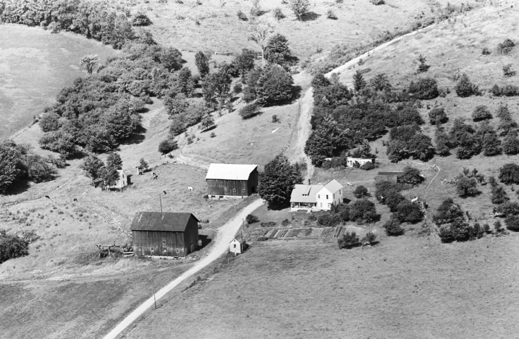 Image: “Rickert Farm, Little Valley, New York, 1963.”
Courtesy of the artist and Vintage Aerial, Ltd. on display at Aldrich Contampary Art Museum in Ridgefield, Connecticut